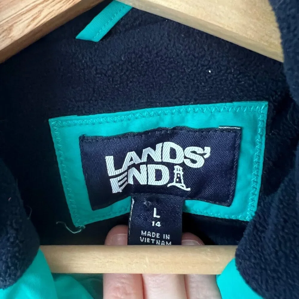 Lands' End Squall Waterproof Winter Coat Teal Green Youth Girls Size L/14